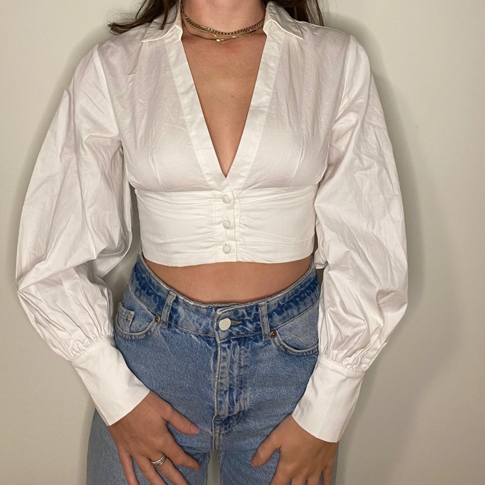 Cropped White Shirt